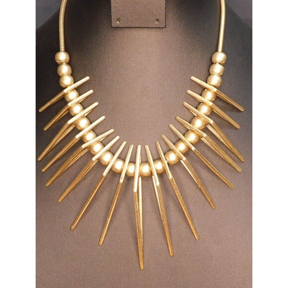 Geometric Open Triangle Spike Statement Necklace - Picture 1 of 4